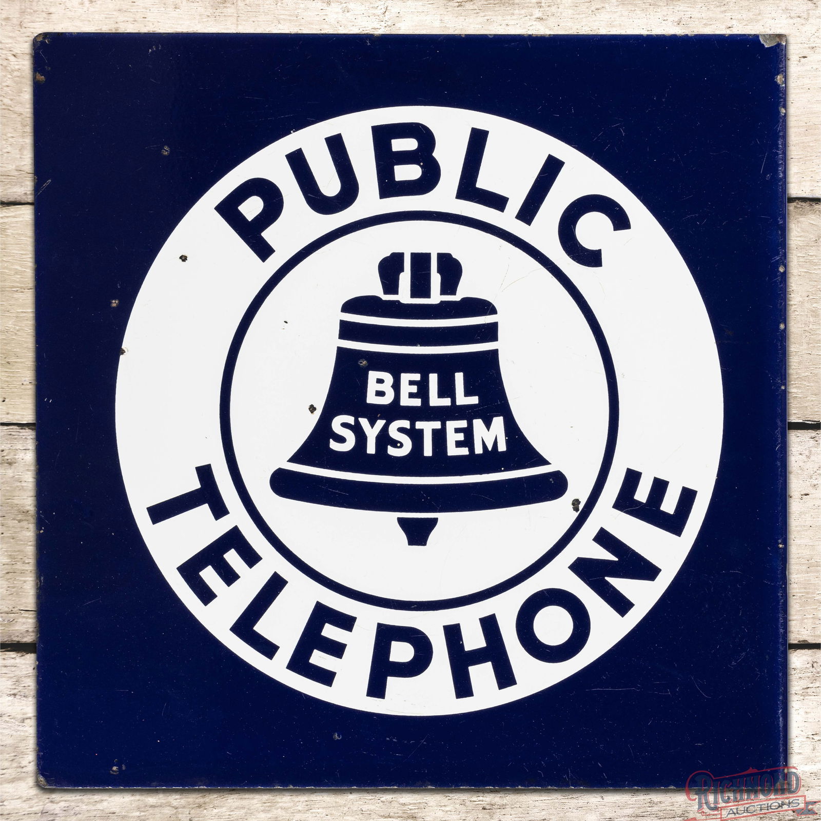 Bell System Public Telephone Double Sided Porcelain Flange Sign w/ Logo (1 of 4)