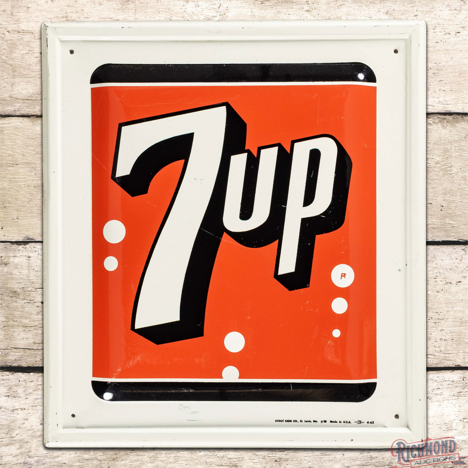1963 7up Embossed Single Sided Tin Bubble Sign (1 of 3)