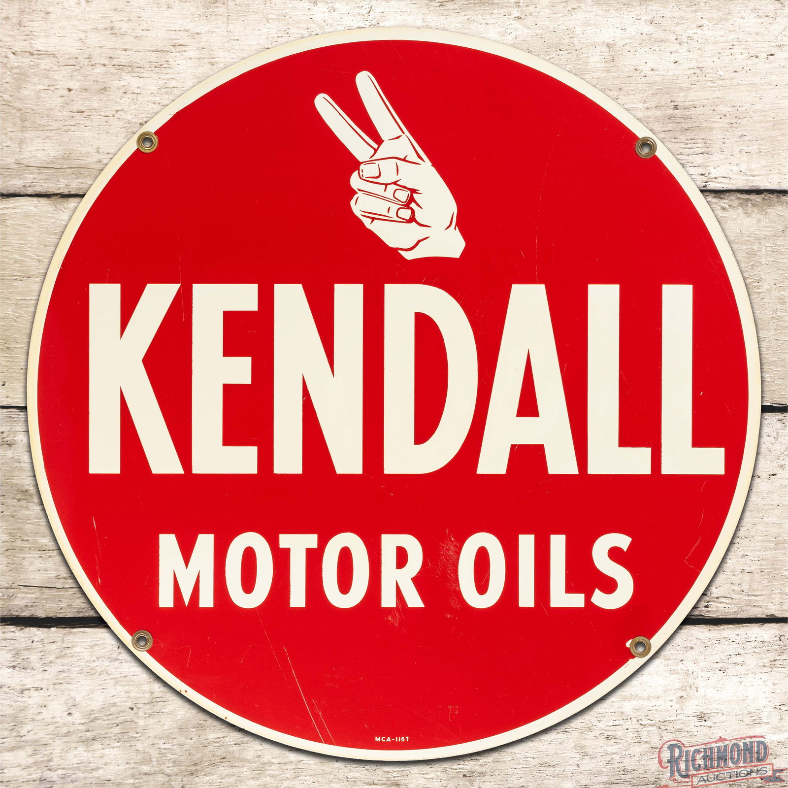 Kendall Motor Oils 24" Double Sided Tin Sign w/ Logo (1 of 3)