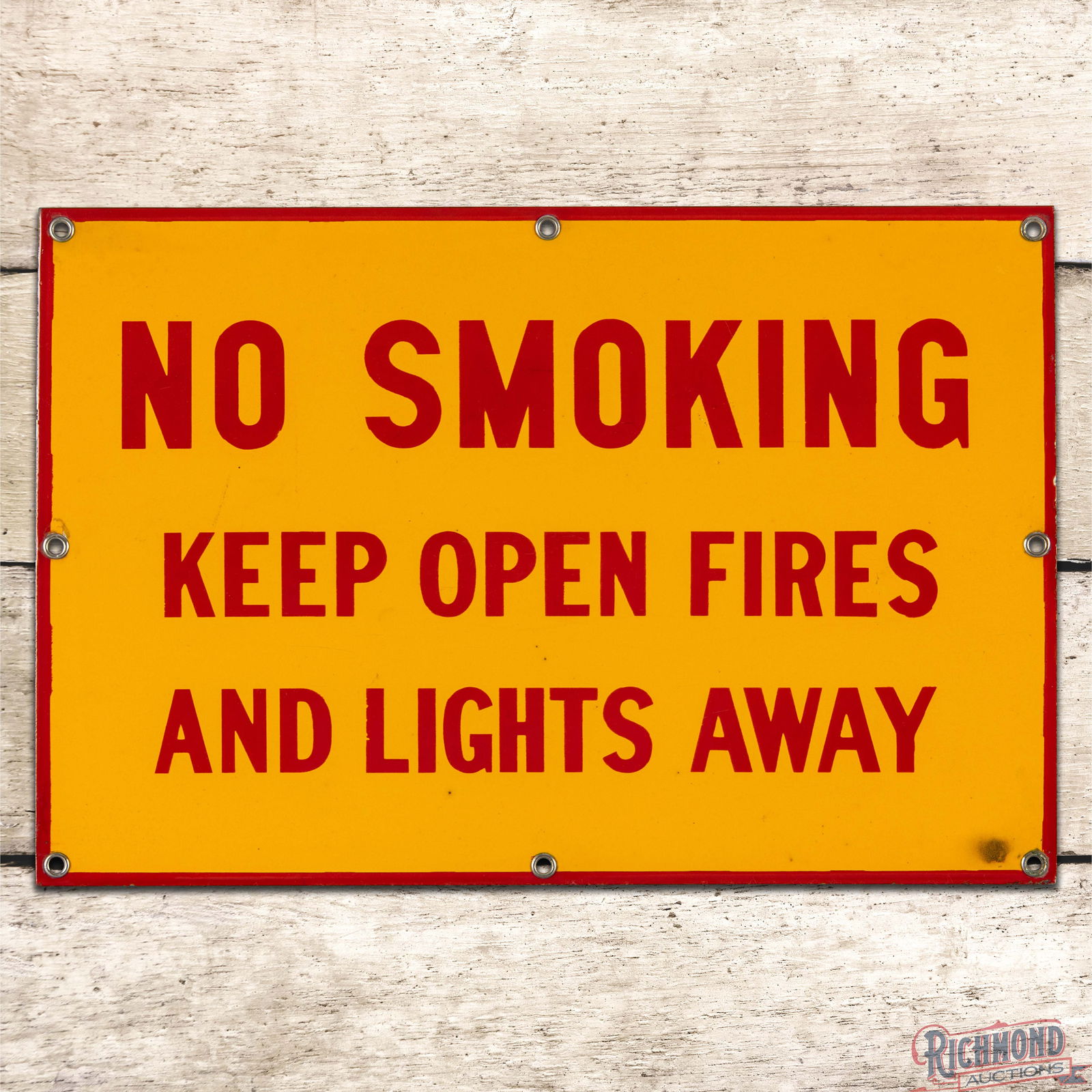 Excellent Shell No Smoking Keep Open Fire and Lights Away Single Sided Porcelain Sign (1 of 3)