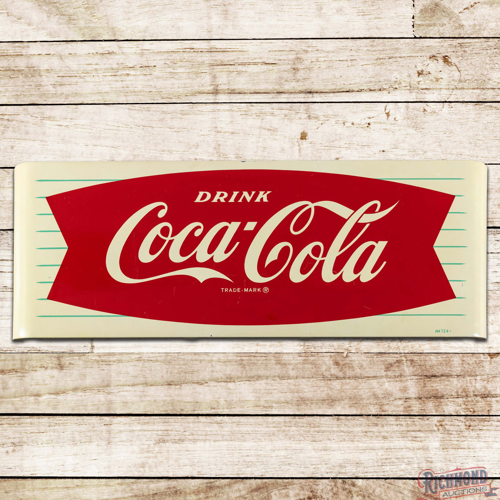 Drink Coca Cola Fishtail 44" Single Sided Tin Sled Sign (1 of 3)