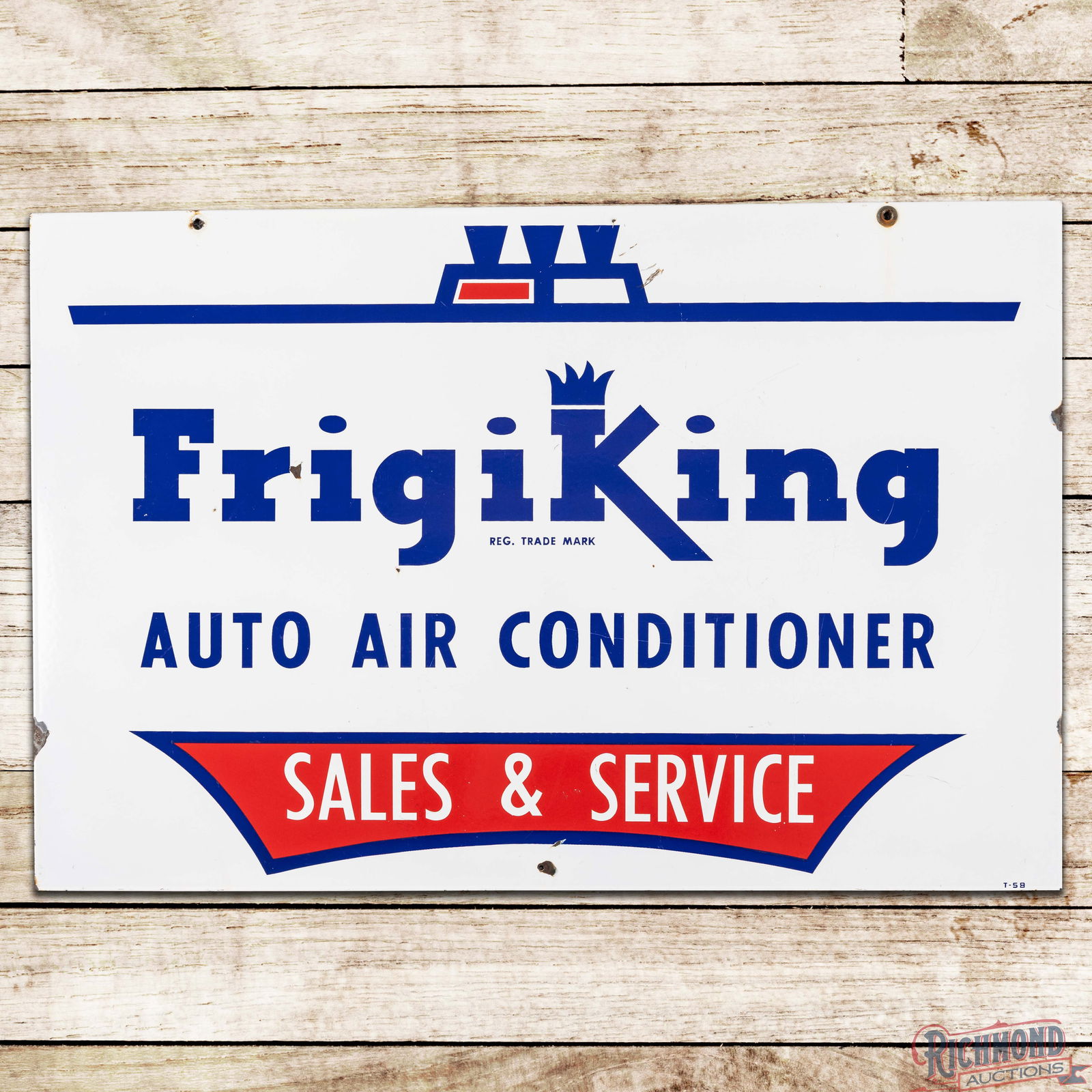 FrigiKing Auto Air Conditioning Sales and Service Double Sided Porcelain Sign w/ Logo (1 of 3)