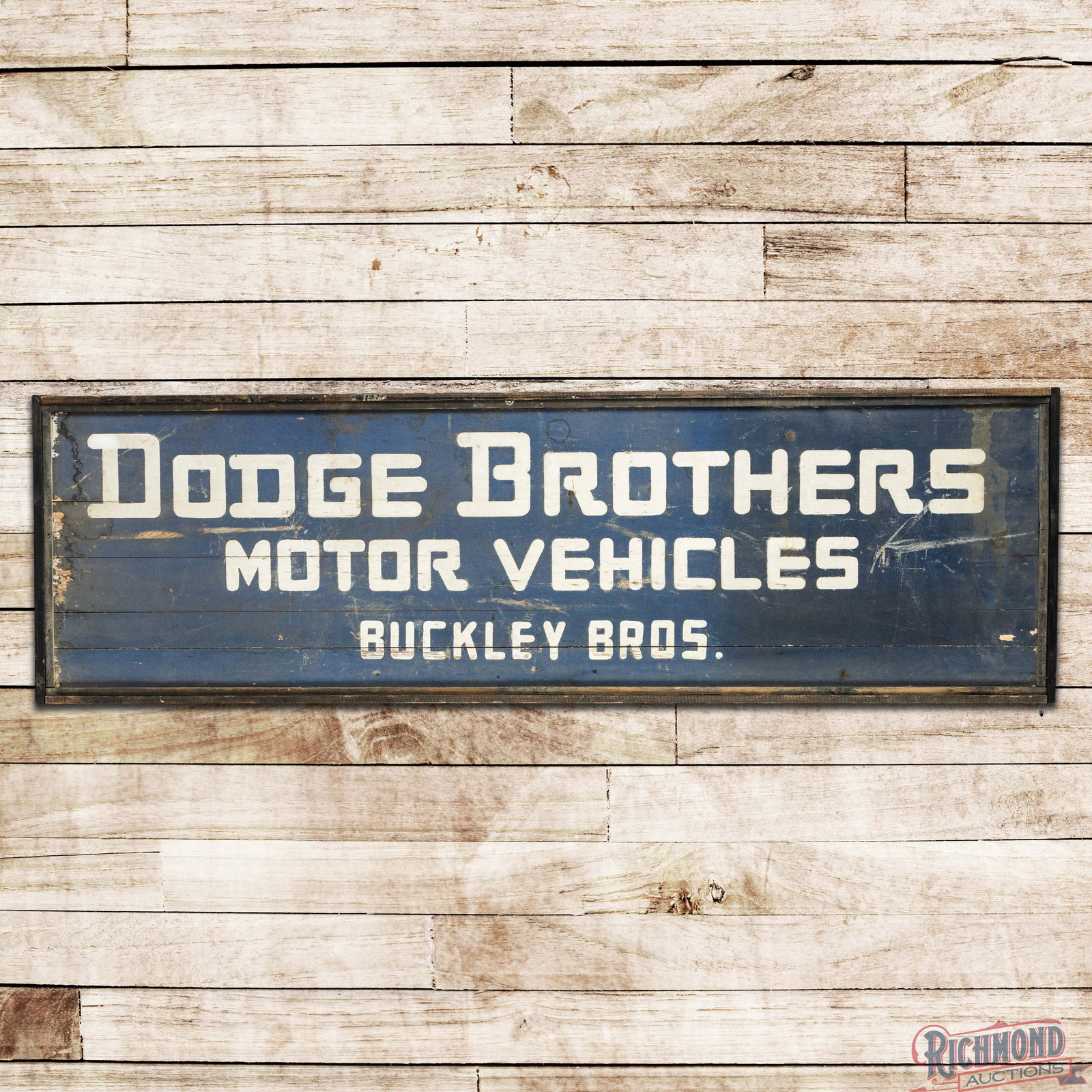 Scarce Dodge Brothers Motor Vehicles "Buckley Bros" 8' DS Wooden Smaltz Painted Sign (1 of 3)