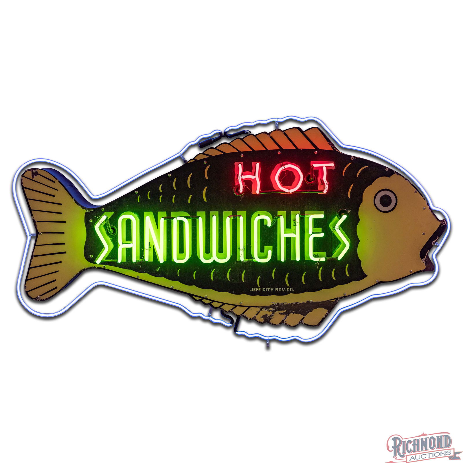 Exceptional Die Cut Single Sided Porcelain Factory Neon Hot Sandwiches Fish Sign - 2