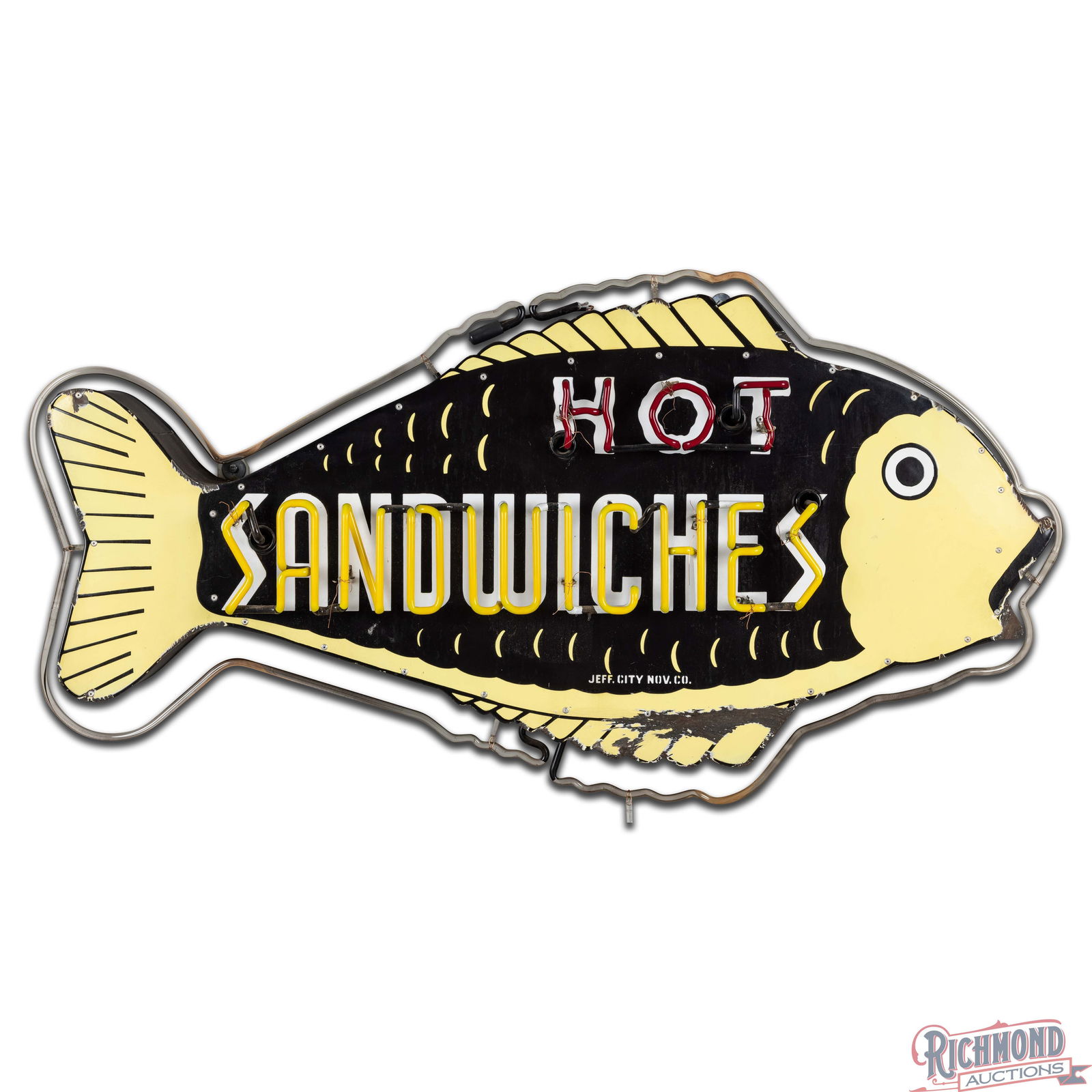Exceptional Die Cut Single Sided Porcelain Factory Neon Hot Sandwiches Fish Sign - 3