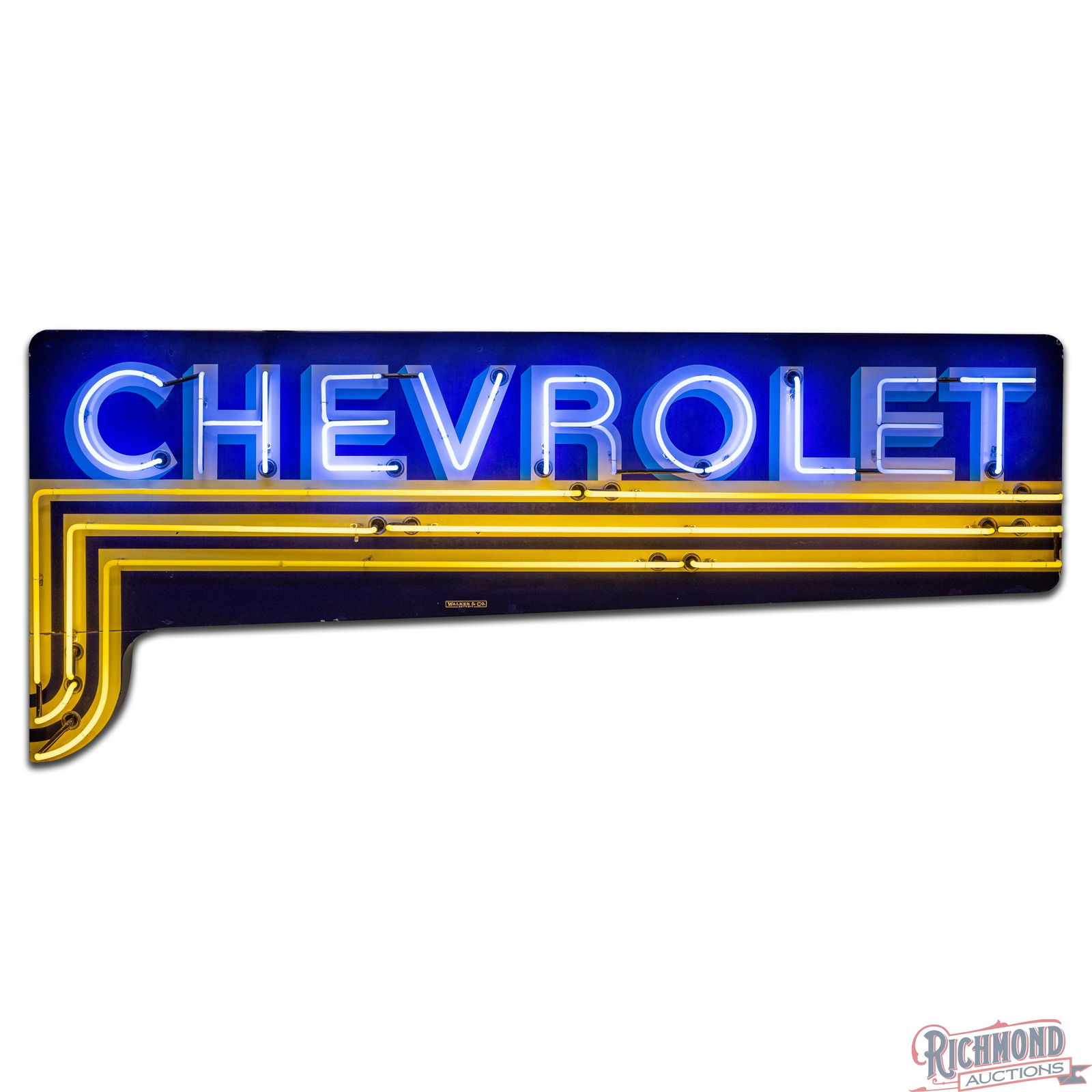 Chevrolet Die Cut 8' Single Sided Porcelain Factory Neon Sign w/ Horizontal Lines - 2