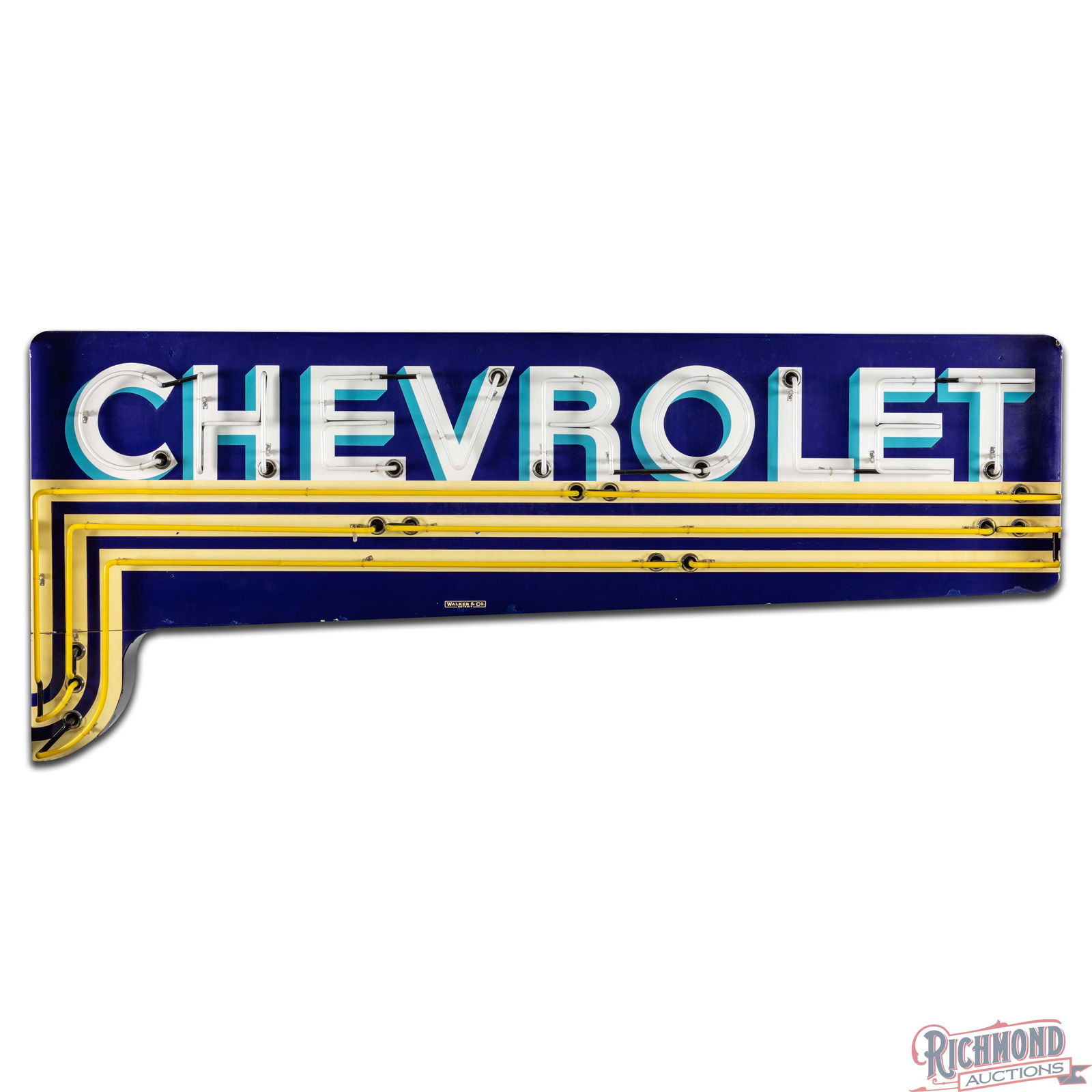 Chevrolet Die Cut 8' Single Sided Porcelain Factory Neon Sign w/ Horizontal Lines - 3
