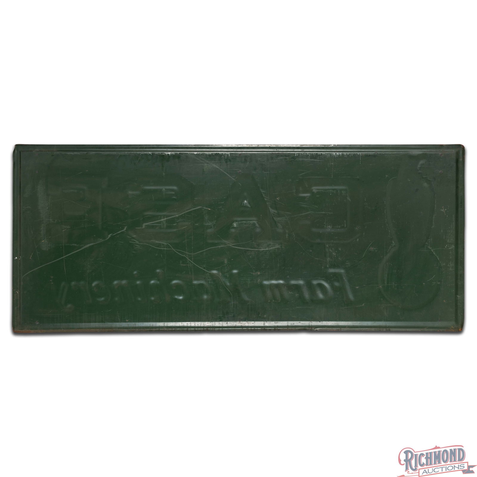 Case Farm Machinery 6' Emb. Single Sided Tin Sign w/ Abe & World Logo - 3