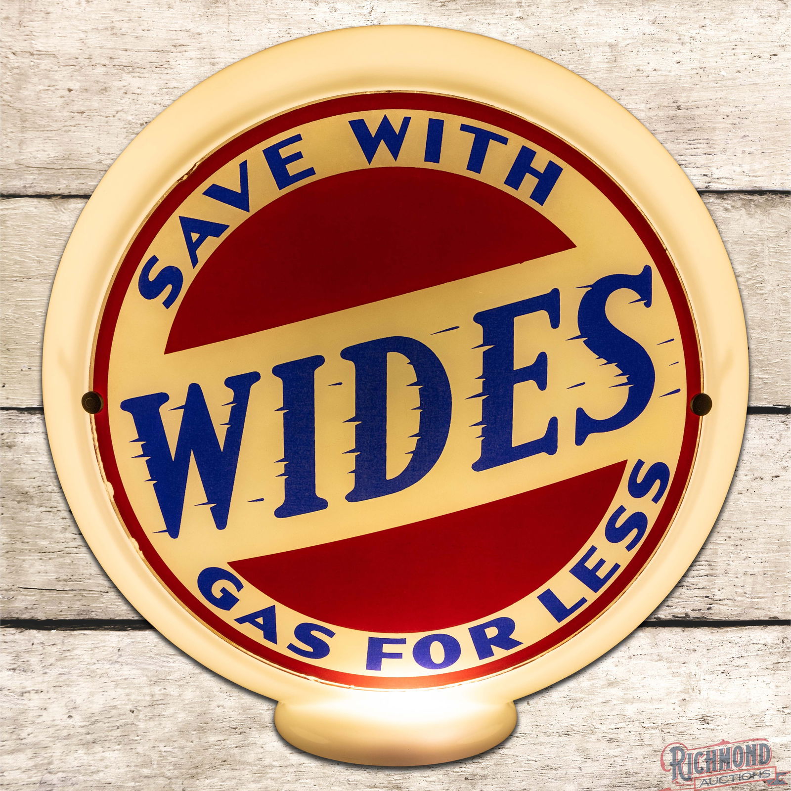 Save with Wides "Gas for Less" Complete 13.5" Milk Glass Body Globe (1 of 6)