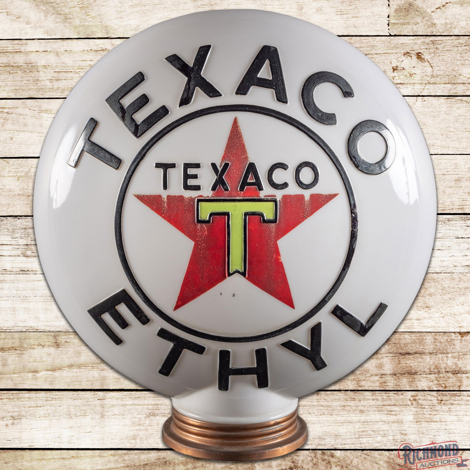 Texaco Ethyl Gasoline OPC Milk Glass Gas Pump Globe (1 of 6)