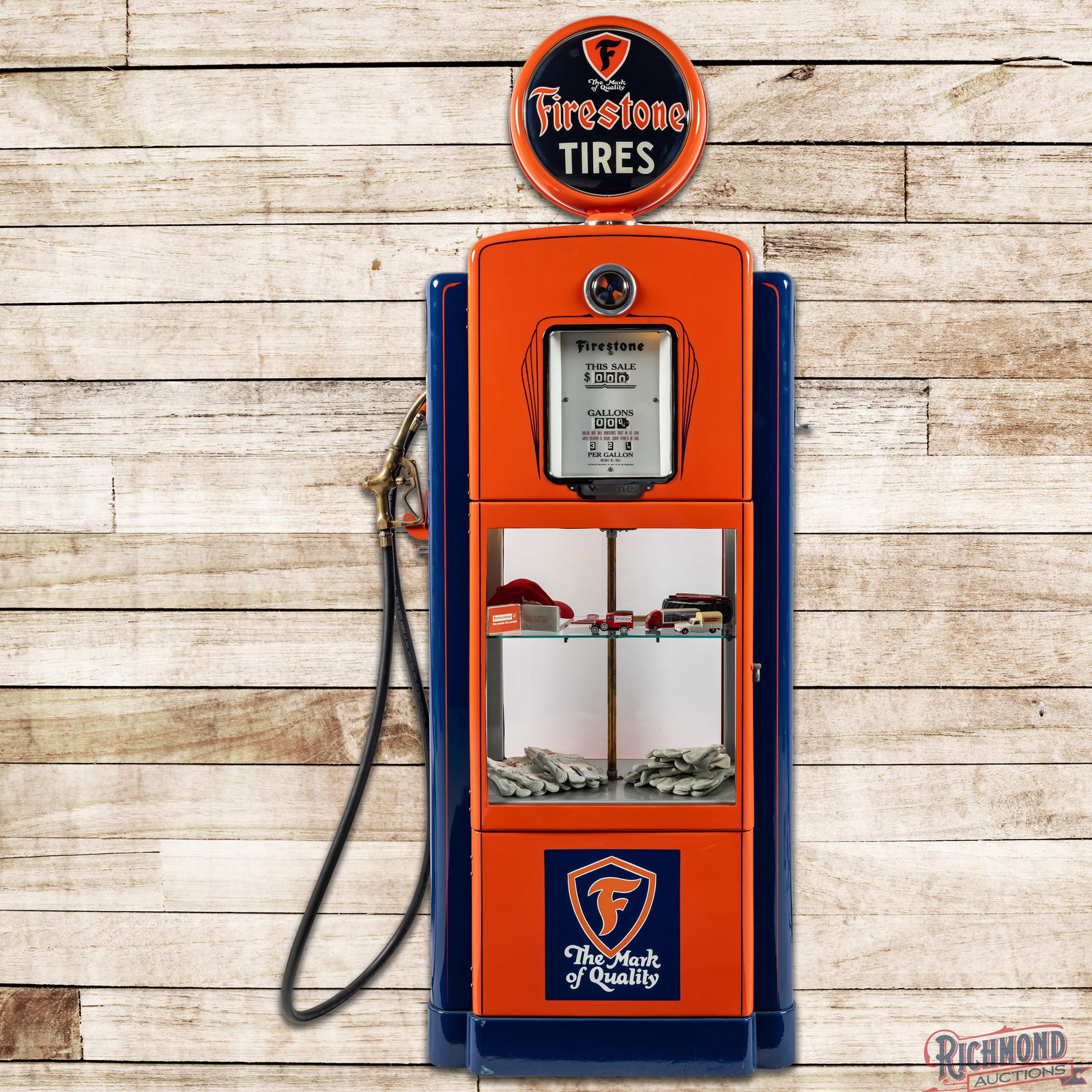 Outstanding Wayne Model #71 Firestone Showcase Gas Pump w/ Products (1 of 6)