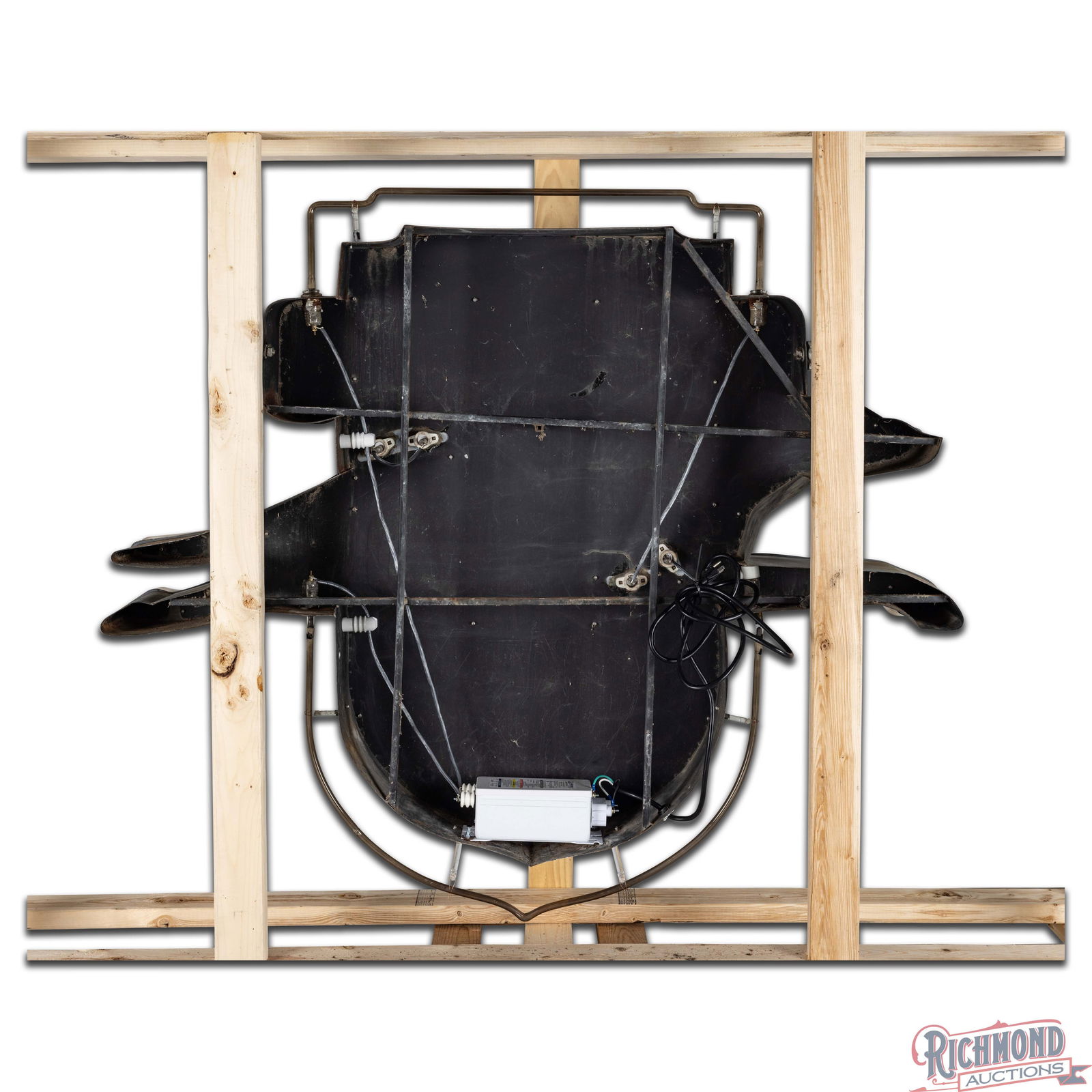 Scarce Pacific Greyhound Lines Depot 5' Die Cut Single Sided Porcelain Factory Neon Sign Bus & Logo - 4