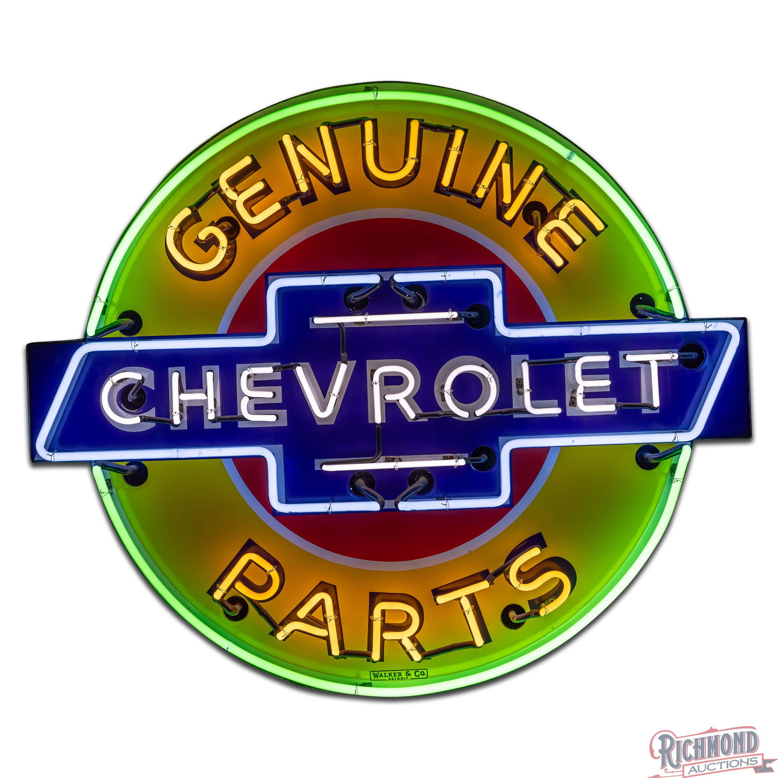 Scarce Genuine Chevrolet Parts 42" Double Sided Porcelain Factory Neon Sign - 2