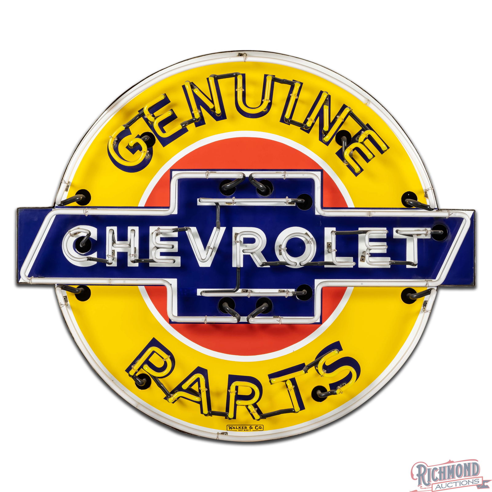 Scarce Genuine Chevrolet Parts 42" Double Sided Porcelain Factory Neon Sign - 3