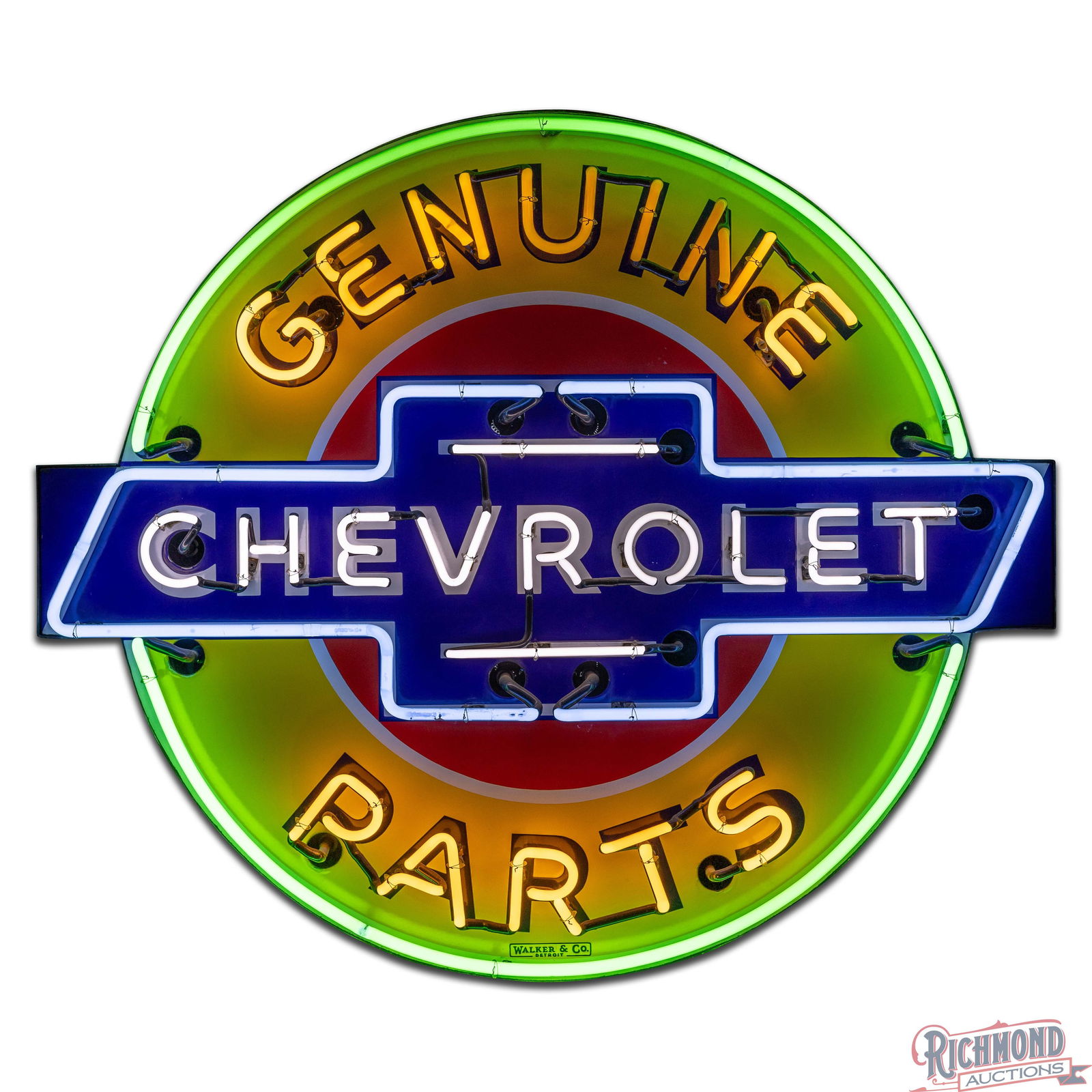 Scarce Genuine Chevrolet Parts 42" Double Sided Porcelain Factory Neon Sign - 4