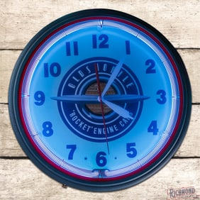 Oldsmobile "Rocket" Engine Cars 20" Neon Advertising Clock w/ Logo