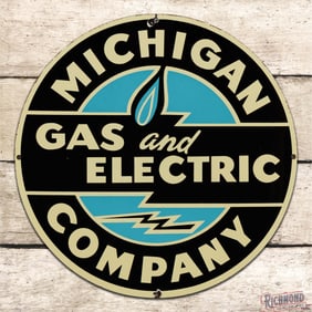Excellent Michigan Gas and Electric Company 24" Single Sided Porcelain Sign