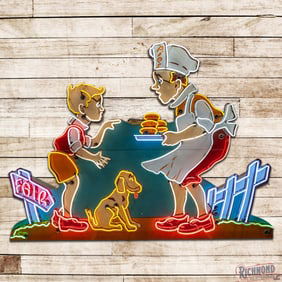 Outstanding Howard Johnson's Ice Cream 8' Single Sided Porcelain Factory Neon Sign