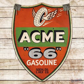 Acme "66" Gasoline Socal Oil & Refining Co. DS Masonite Sign w/ Logo