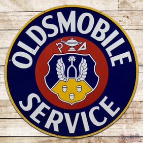 Oldsmobile Service 5' Double Sided Porcelain Sign w/ Crest Logo