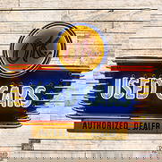 Fantastic Chevrolet Used Cars Authorized Dealer 8' Double Sided Porcelain Factory Neon Sign w/ Logo: DSP (Double Sided Porcelain) multipiece factory neon sign with the original can has excellent color and gloss. The sign features four-color neon with a sequenced flash for the bullnose neon and "OK" n