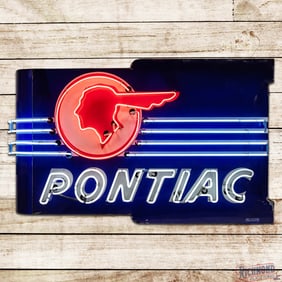 Iconic Pontiac Automobiles 6' Double Sided Porcelain Factory Neon Sign "Full Feather Logo"