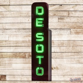 Vertical De Soto Single Sided Porcelain Factory Neon Sign