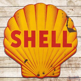 Shell Gasoline 48" Double Sided Porcelain "Shark Tooth" Service Station Sign