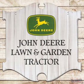 John Deere Lawn & Garden Tractor 42" Die Cut Double Sided Tin Sign w/ Logo