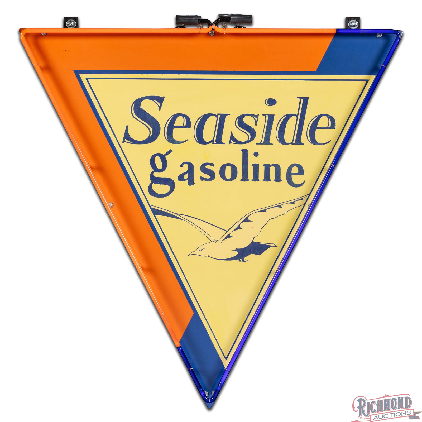 Seaside Gasoline 38" Die Cut Single Sided Porcelain Neon Sign w/ Seagull - 3
