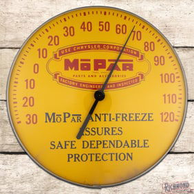Rare Mopar Anti-Freeze Assures Safe Dependable Protection 12" Advertising Thermometer