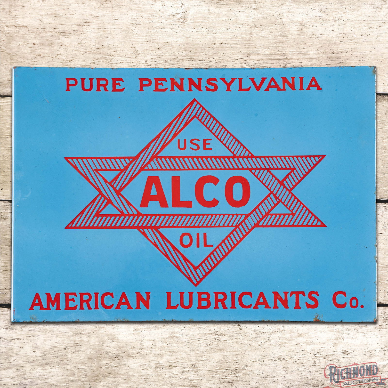 Fantastic American Lubricants Co. "Use Also Oil" Pure Pennsylvania DS Porcelain Flange Sign w/ Logo: DSP (Double Sided Porcelain) flange has day one color and gloss. The display has a clean field with light wear and tiny chips along the outer edges. The reverse is very similar with small cloudy