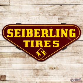 1958 Seiberling Tires 5' Single Sided Porcelain Sign w/ Logo
