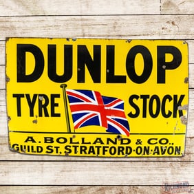 Dunlop Tyre Stock 6' Single Sided Porcelain Sign w/ Union Jack