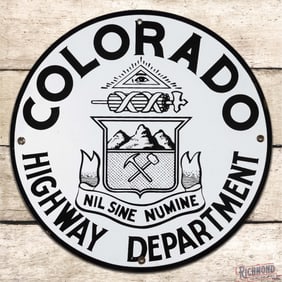 Excellent Colorado Highway Department 12" Single Sided Porcelain Logo Sign
