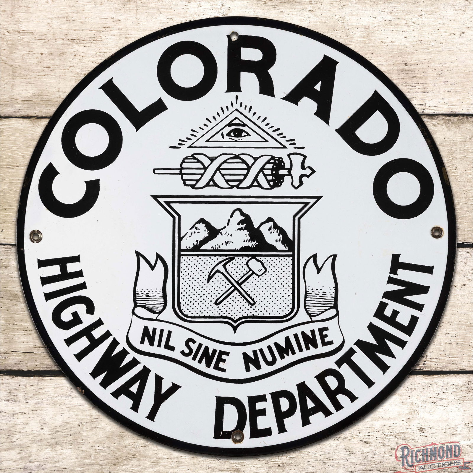 Excellent Colorado Highway Department 12" Single Sided Porcelain Logo Sign (1 of 3)