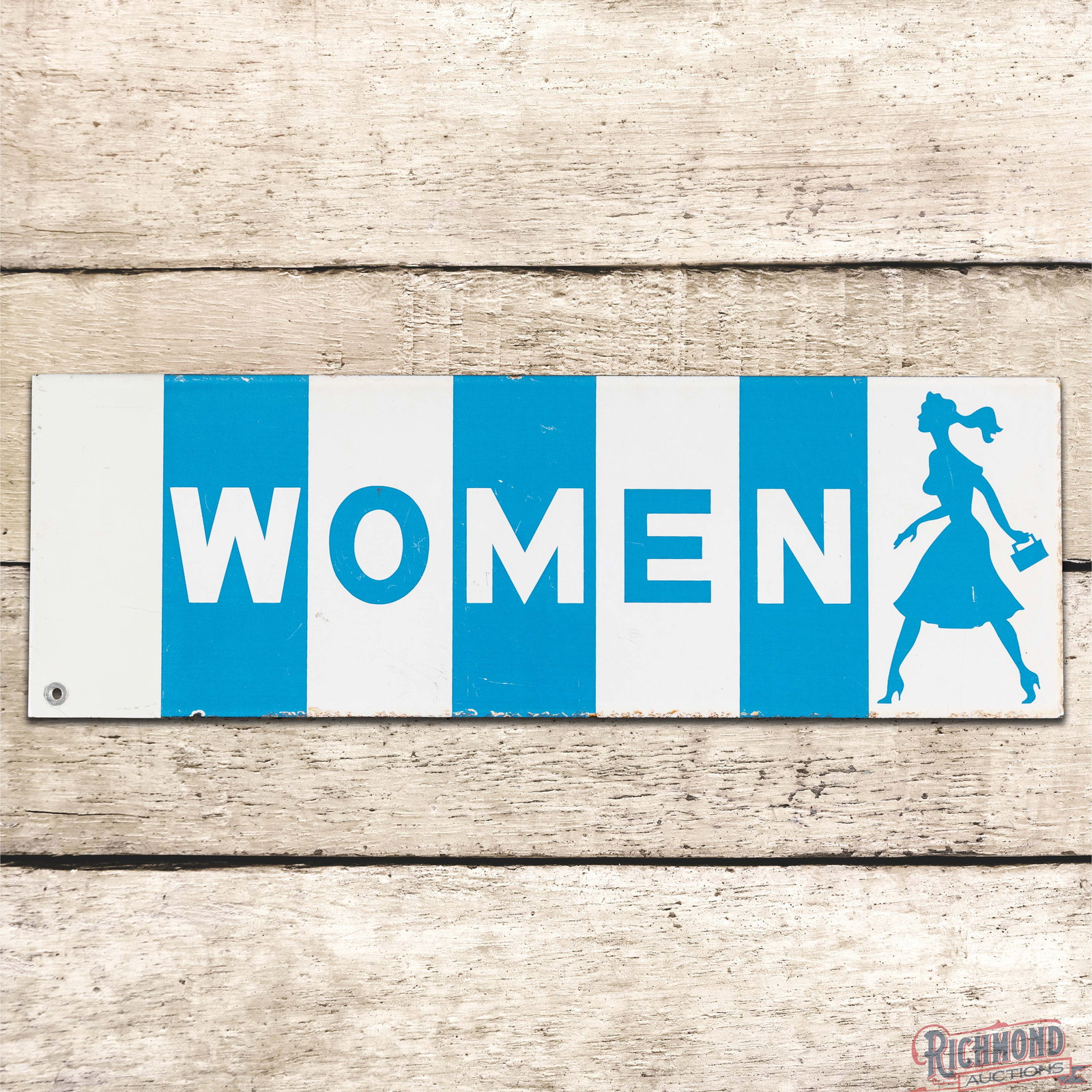 Rare Wilshire Gasoline Women Double Sided Porcelain Flange Sign (1 of 4)