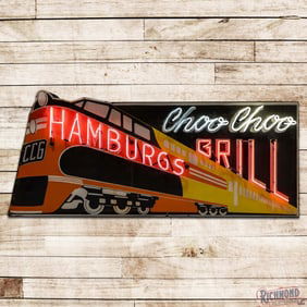 Impressive Hamburgs Choo Choo Grill Factory Neon Sign w/ Locomotive