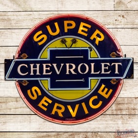 Chevrolet Super Service 42" Milk Glass Factory Neon Sign