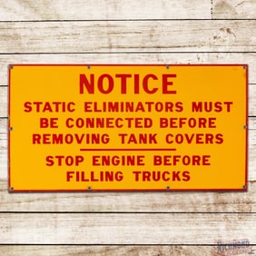 Exceptional Shell Notice Stop Engine Before Filling Trucks Single Sided Porcelain Sign