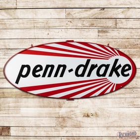 Amazing Penn Drake Gasoline 7' Double Sided Porcelain ID Sign w/ Comet Logo