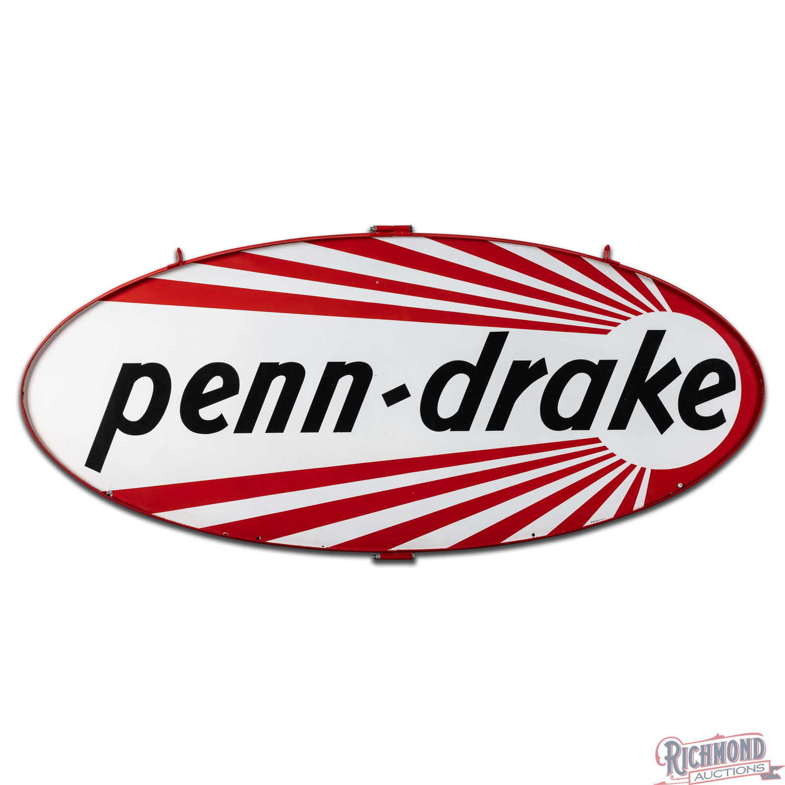 Amazing Penn Drake Gasoline 7' Double Sided Porcelain ID Sign w/ Comet Logo - 2
