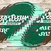 Speedoleum Super Quality Motor Oil Hickok Oil Corp. 30" Double Sided Porcelain Sign: Scarce DSP (Double Sided Porcelain) sign has excellent color and gloss. The display has fine scratches with light wear and tiny chips in the left outer fields. The perimeter has chips along the outer