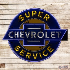 Chevrolet Super Service 6' Die Cut Single Sided Porcelain Factory Neon Sign