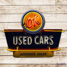 Iconic Chevrolet Used Cars Authorized Dealer4' Double Sided Porcelain Factory Neon Sign w/ Logo