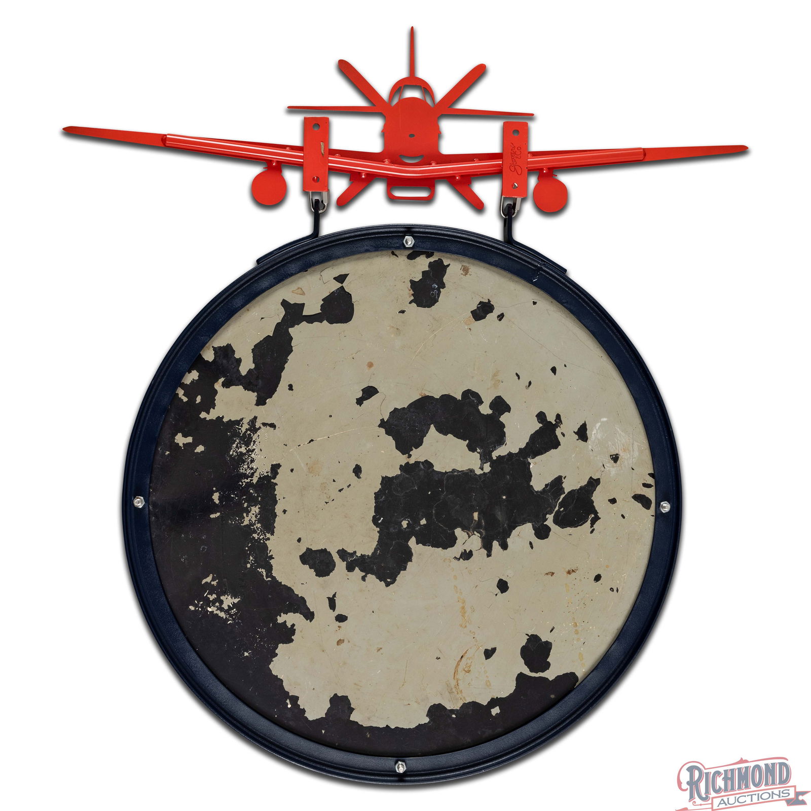 Rare Standard Aviation Products 20" Single Sided Porcelain Sign w/ Custom Hanger - 3