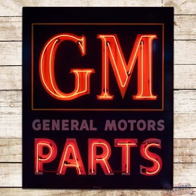 Exceptional GM General Motors Parts Double Sided Porcelain Factory Neon Sign "Large"