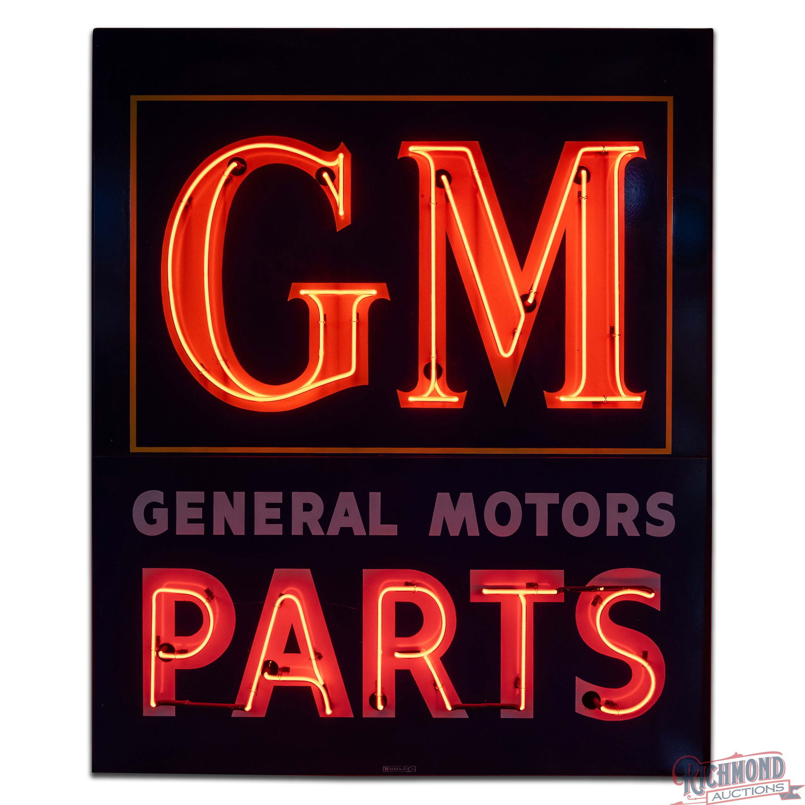 Exceptional GM General Motors Parts Double Sided Porcelain Factory Neon Sign "Large" - 2