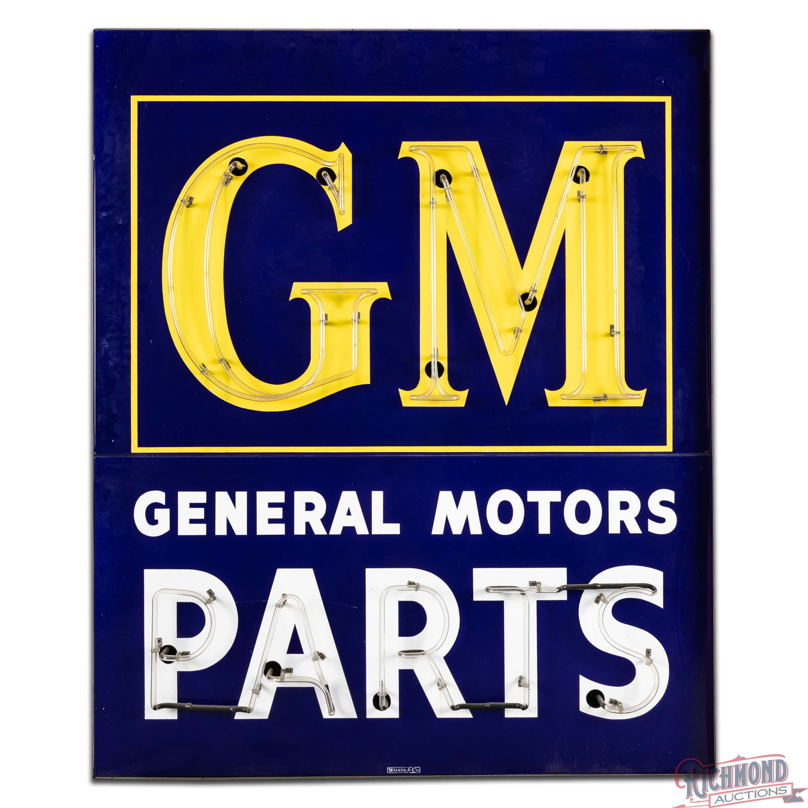 Exceptional GM General Motors Parts Double Sided Porcelain Factory Neon Sign "Large" - 3