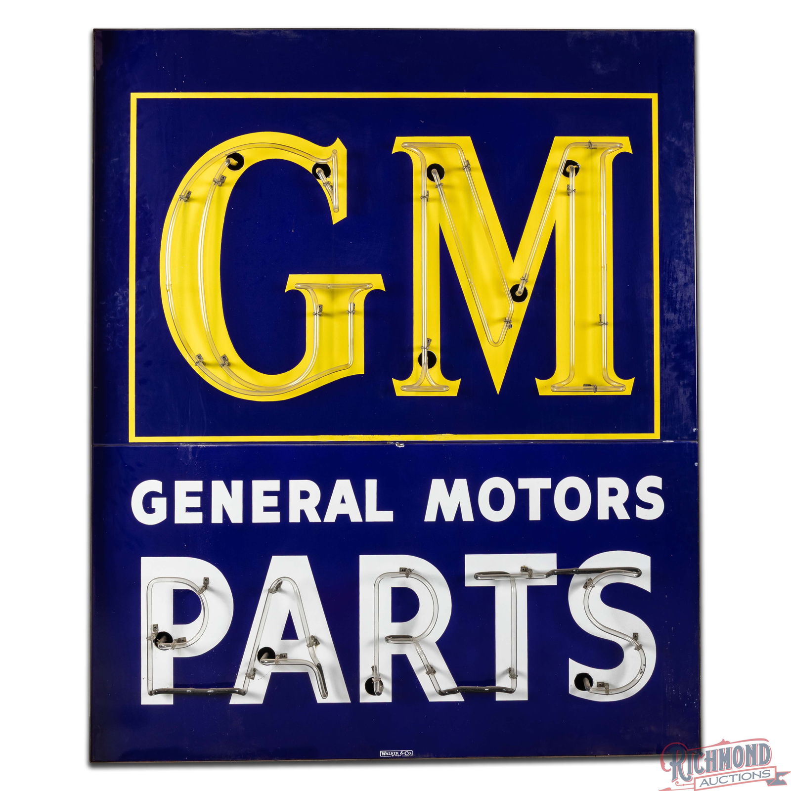 Exceptional GM General Motors Parts Double Sided Porcelain Factory Neon Sign "Large" - 5